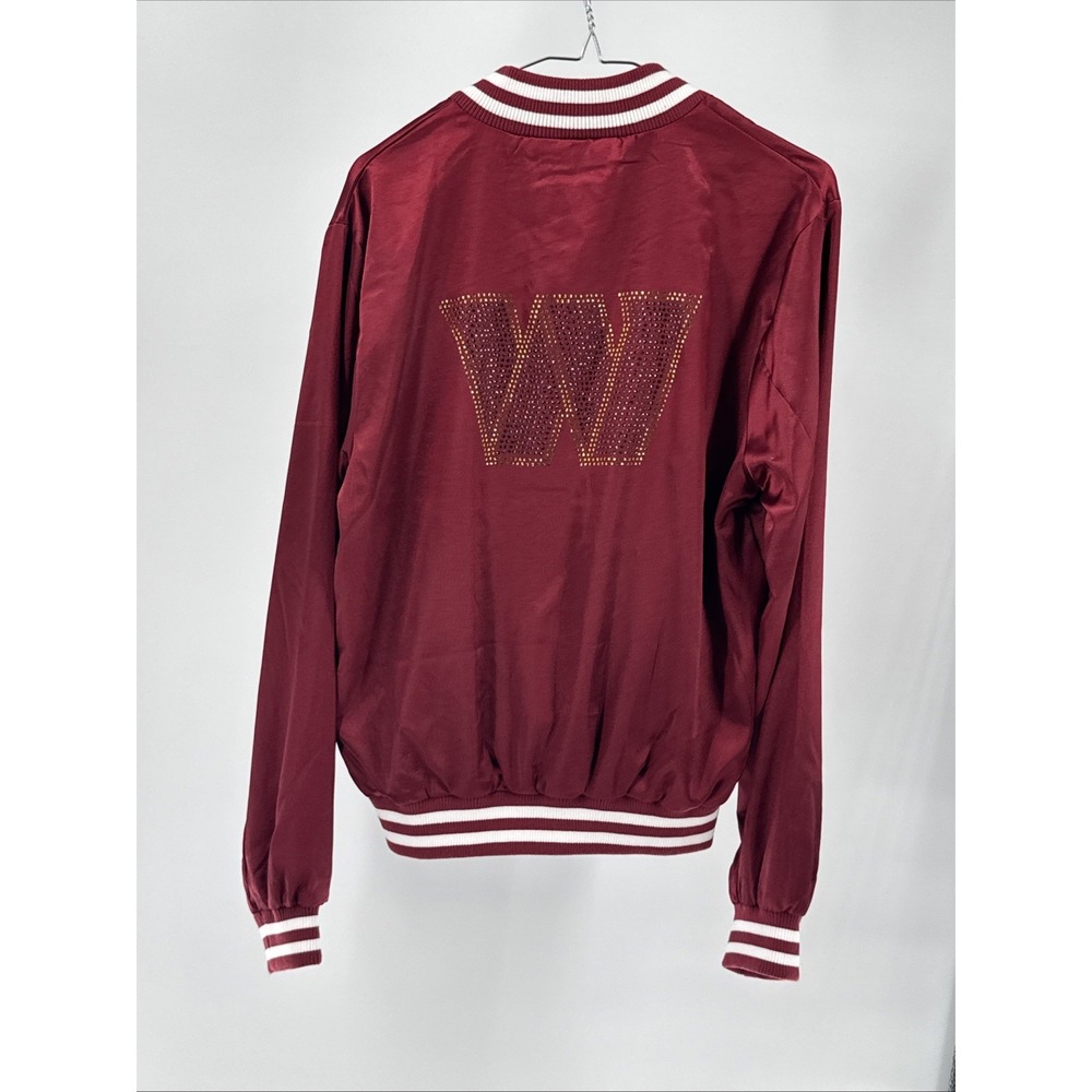 Washington Commanders Women's Satin Rhinestone Bomber Jacket NFL Size Medium